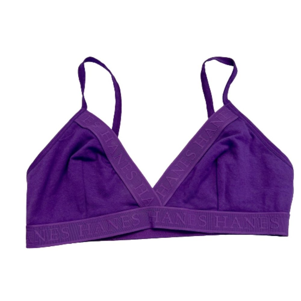 Hanes Ultimate Purple ComfortFlex Logo Wirefree Triangle Bra NEW Small NWOT